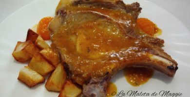 Chuletas en salsa de mandarina