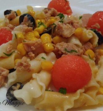 ensalada de pasta y sandía