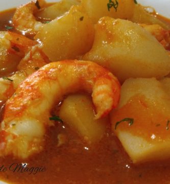 Guiso de patatas y gambas