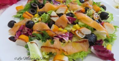 Ensalada de salmón y surimi