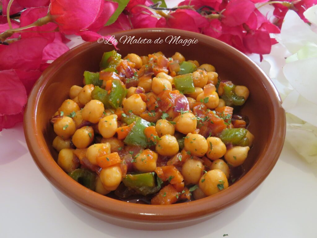 salteado de garbanzos con verduras