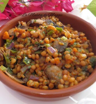 Salteado de lentejas con verduras